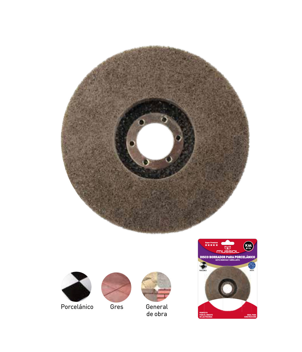 Disco borrador para porcelánico K64 115mm Mussol