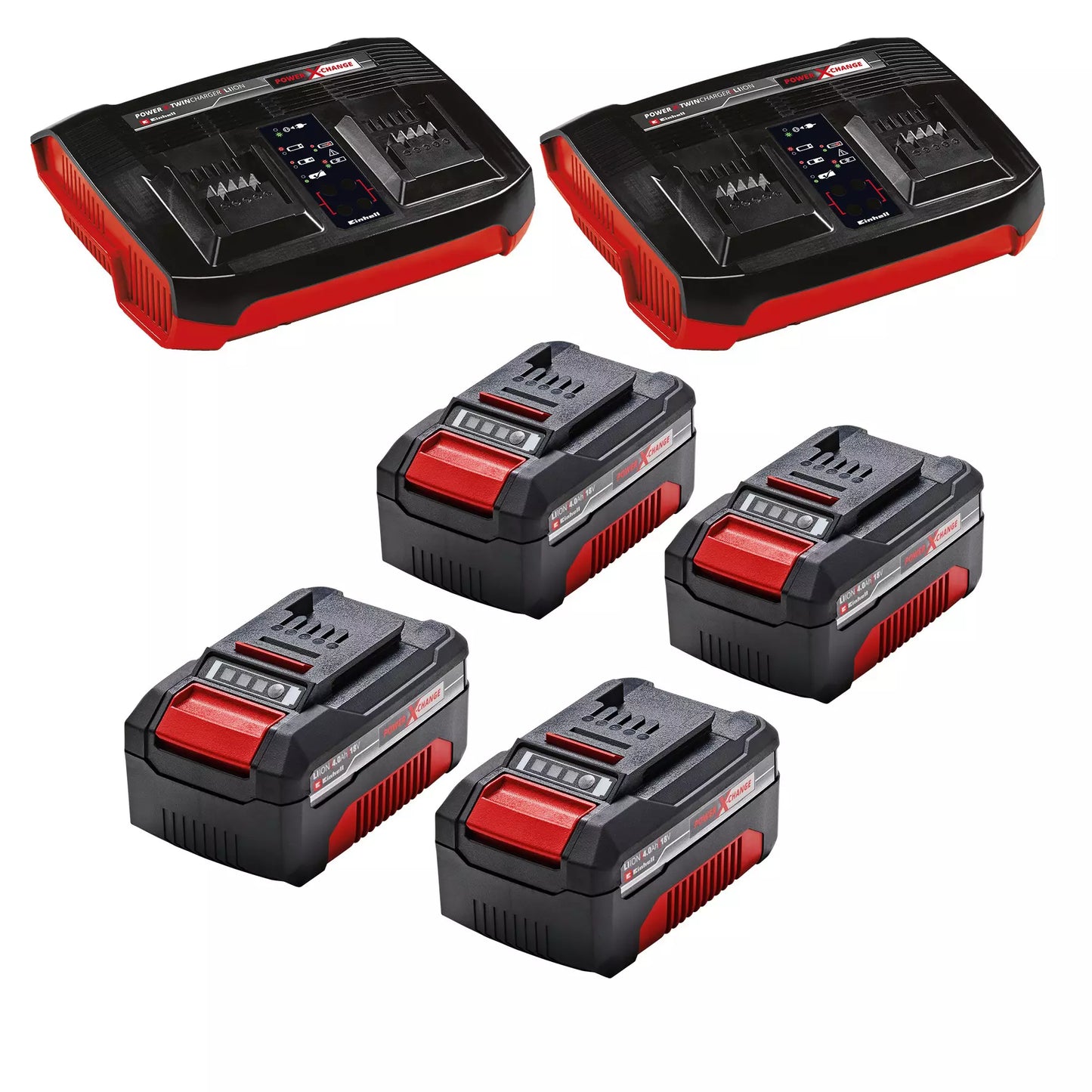 Cordless lawn mower with 4x 4.0Ah batteries + 2 dual chargers GP-CM 36/47 S Li BL Einhell