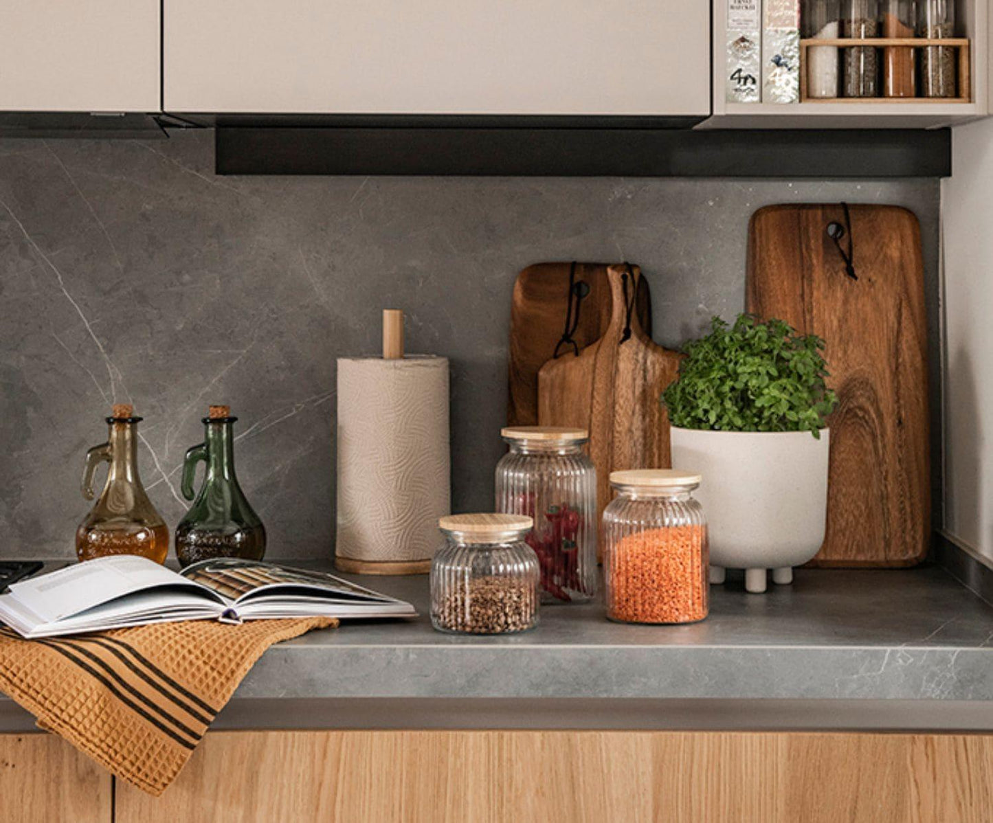 Andrea House 1L Glass Jar with Bamboo Lid