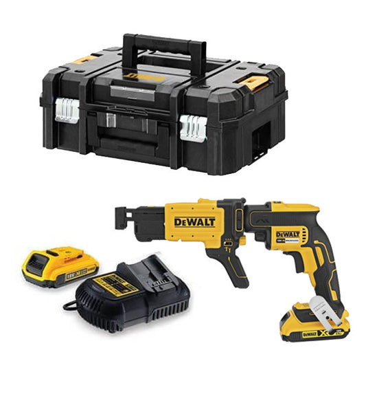 Atornillador para pladur Dewalt 18v 2 baterías 2.0 Ah con maletin + Cargador rápido de tornillos DCF620D2K