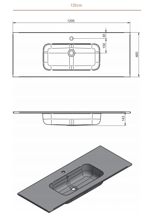 Mueble de baño Icon Banq Ceniza 120cm + Lavabo de Marmol Hasvik VisoBath VISOBATH - 3