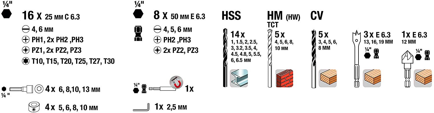 Juego de Brocas y Puntas 62 piezas KWB 109106  - 3