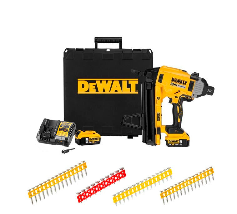 18V DCN890P2 Battery-Powered Concrete and Steel Nailer Combo + 5,020 Dewalt Nails