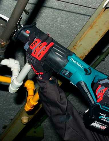 Kit Makita Taladro Percutor DHP482 + Sierra Sable DJR186 + 2bat 5Ah + cargador + bolsa DLX2186BL2