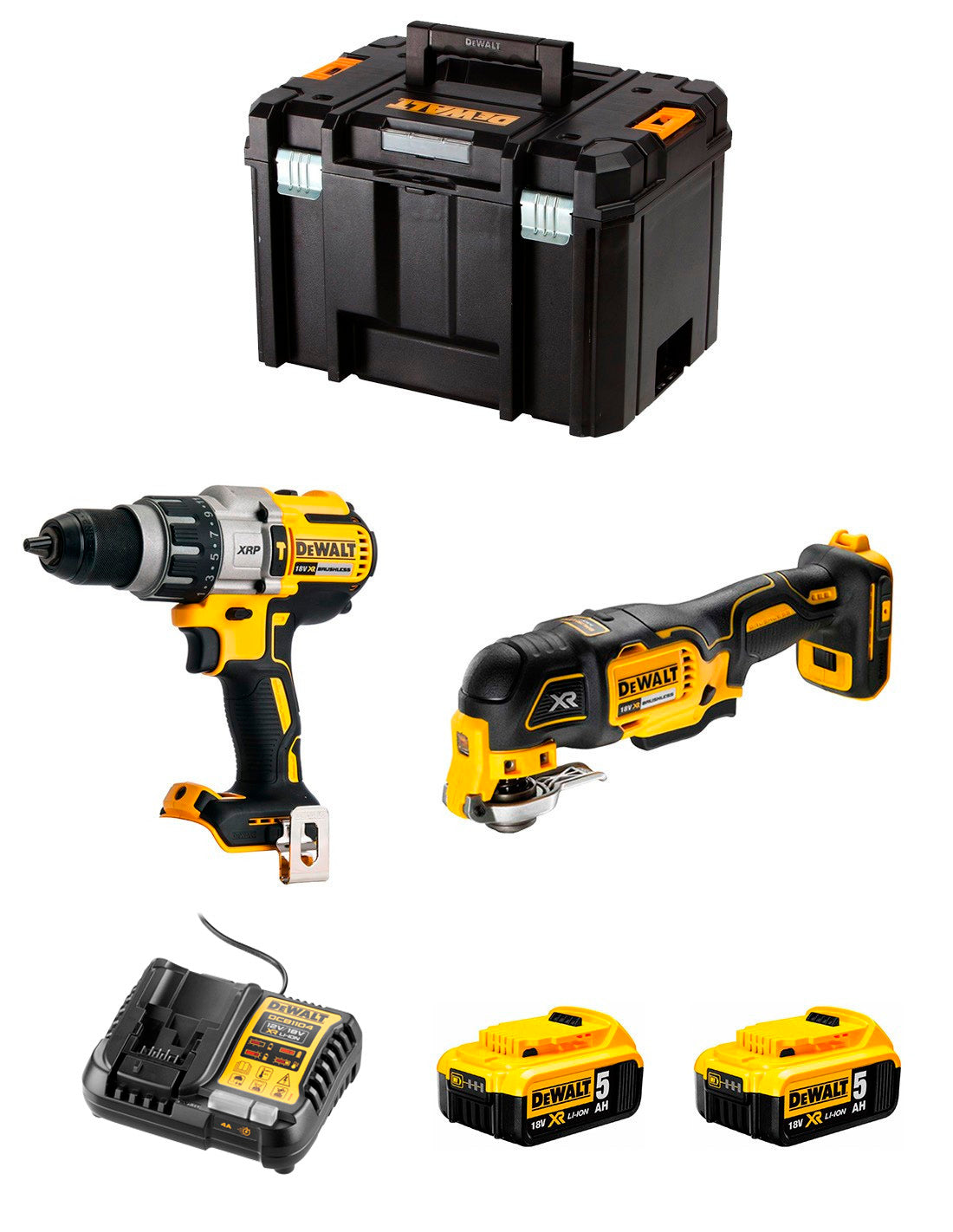 Dewalt Kit Hammer Drill DCD996 + Multi-tool DCS356 + 2bat 5Ah + charger + TSTAK VI DCK255P2