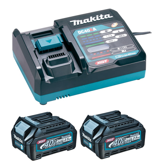 Kit of 2 2.5Ah 40V batteries with Makita 191539-5 fast charger