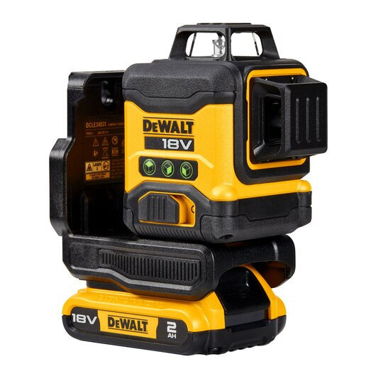 Nivel láser autonivelante Verde de 3 líneas 360° con batería 18V Li-Ion 2Ah Dewalt DCLE34031D1