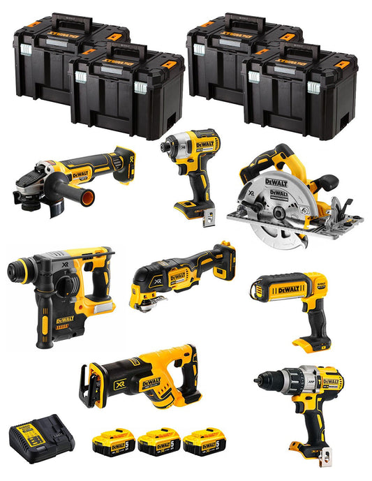 Kit Dewalt 8 herramientas + 3 bat 5ah + Cargador DCB115 + 4xTstak VI Kit DCK867P3