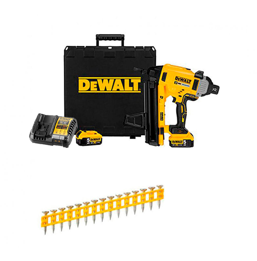 Combo Clavadora de Hormigón y Acero a Batería 18V DCN890P2 + 5.025 Clavos 20mm Dewalt