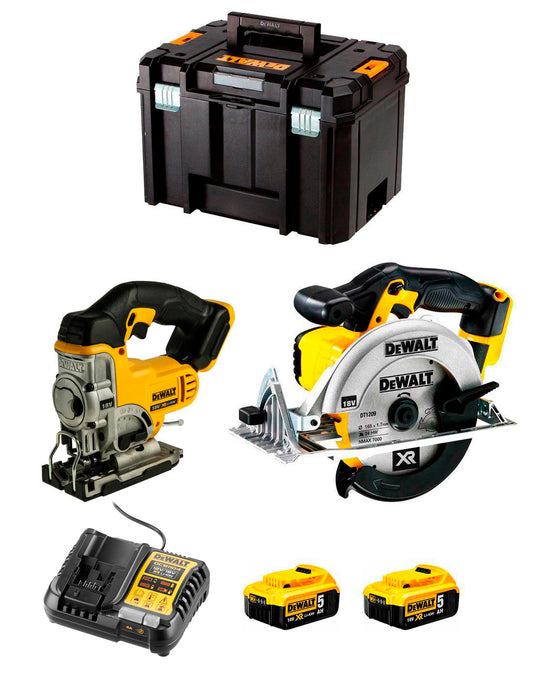 Dewalt Jigsaw Kit DCS331 + Circular Saw DCS391 + 2bat 5Ah + Charger + TSTAK VI DCK215P2