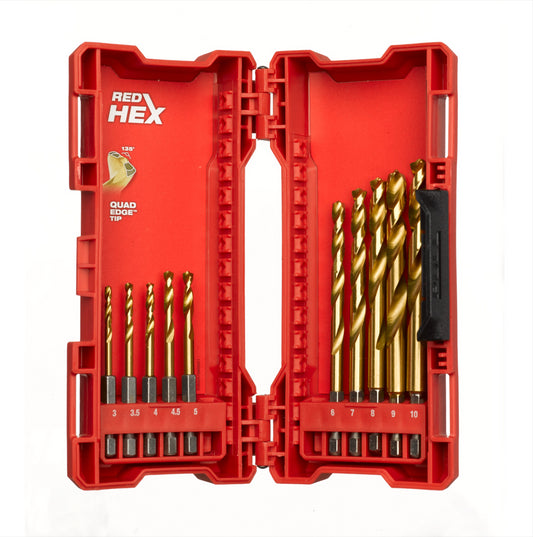 Estuche 10 brocas SHOCKWAVE HSS-G TIN RED HEX Milwaukee MILWAUKEE - 1