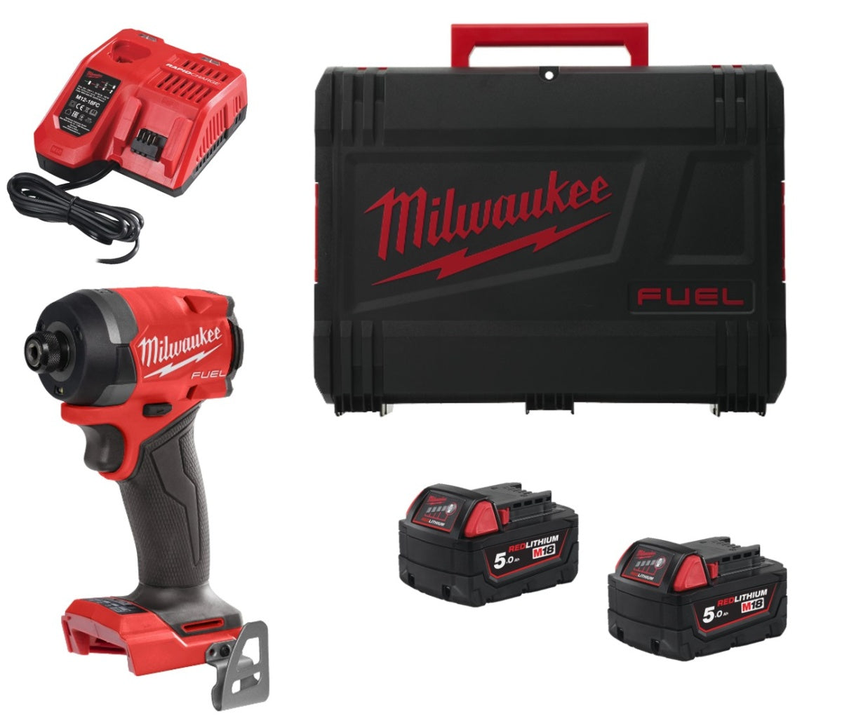 Milwaukee M18 FID3-502X M18 FUEL ¼″ hex impact driver + 2 × 5Ah batteries + charger + case