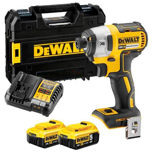 18V XR Brushless Impact Screwdriver 205Nm with 2 5Ah batteries and Dewalt DCF887P2 case