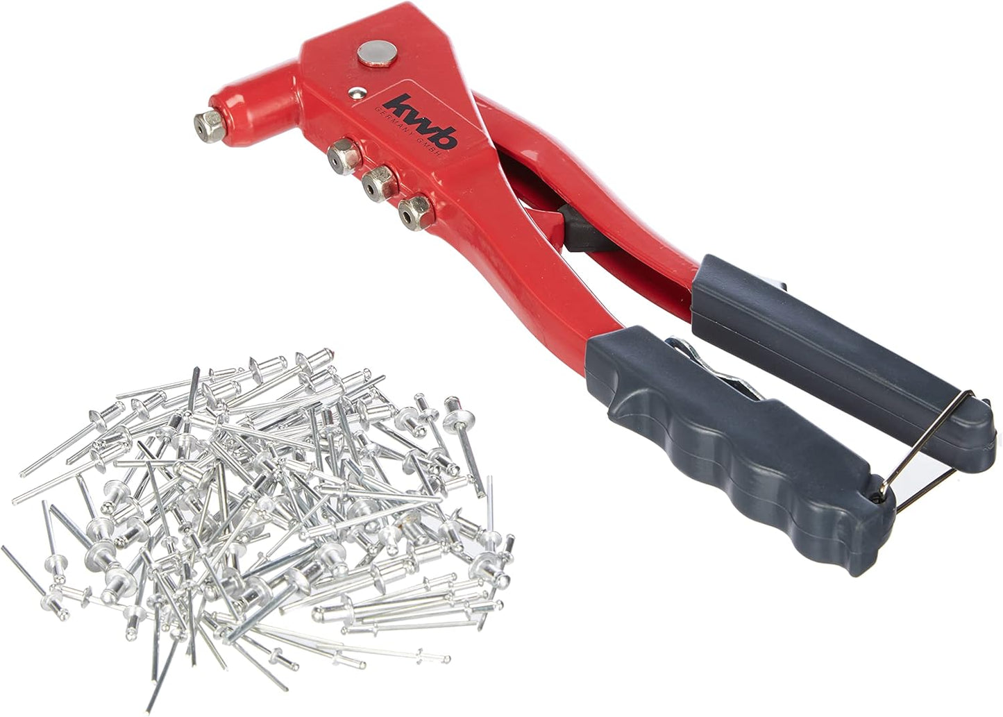 Riveter set with 100 rivets KWB 49407190