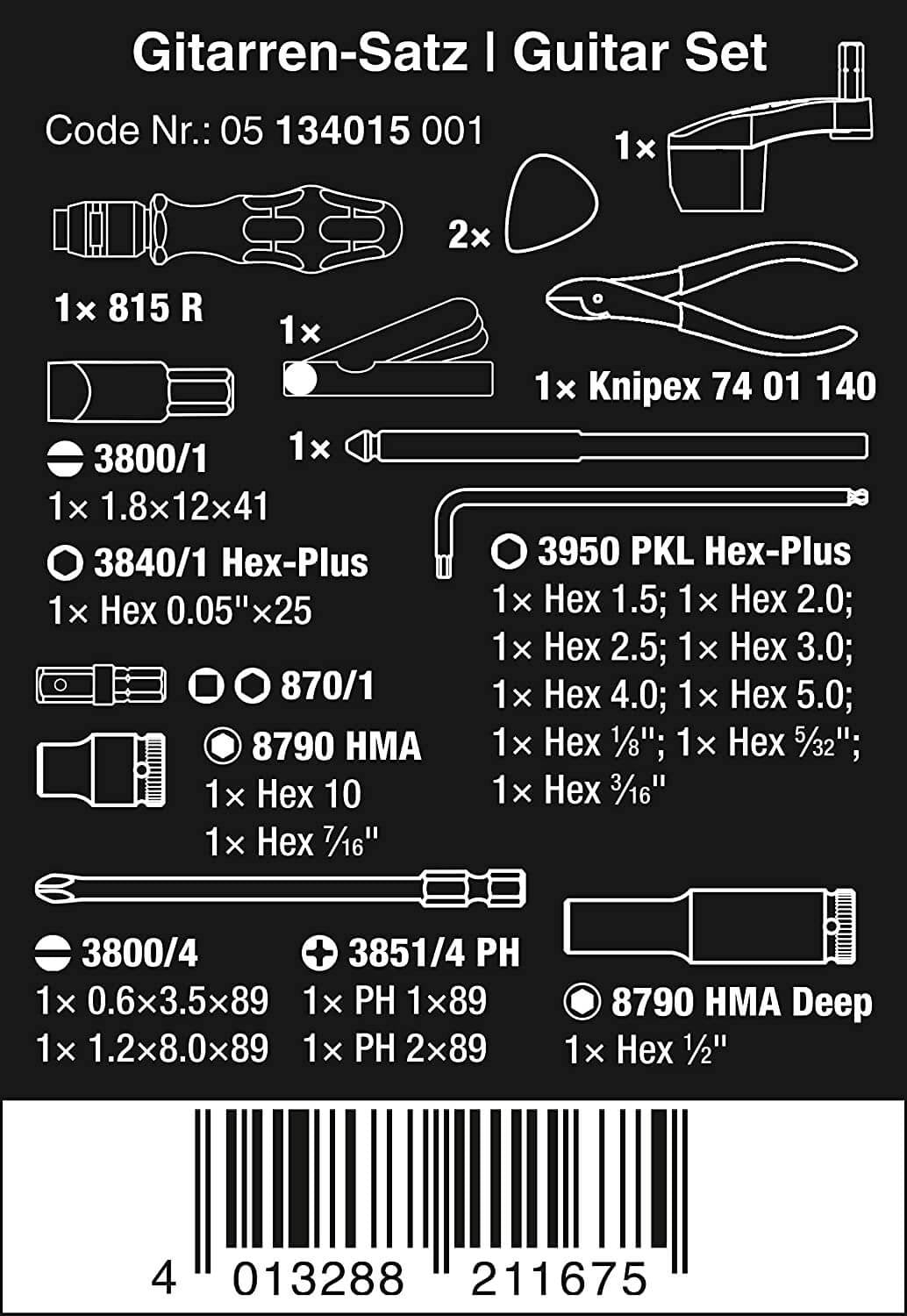 Juego de herramientas para guitarras 27 piezas Wera 9100