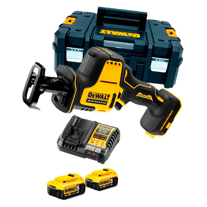 Mini Sierra Sable sin escobillas 18V con 2 baterías 5.0Ah y maletín Dewalt DCS369P2