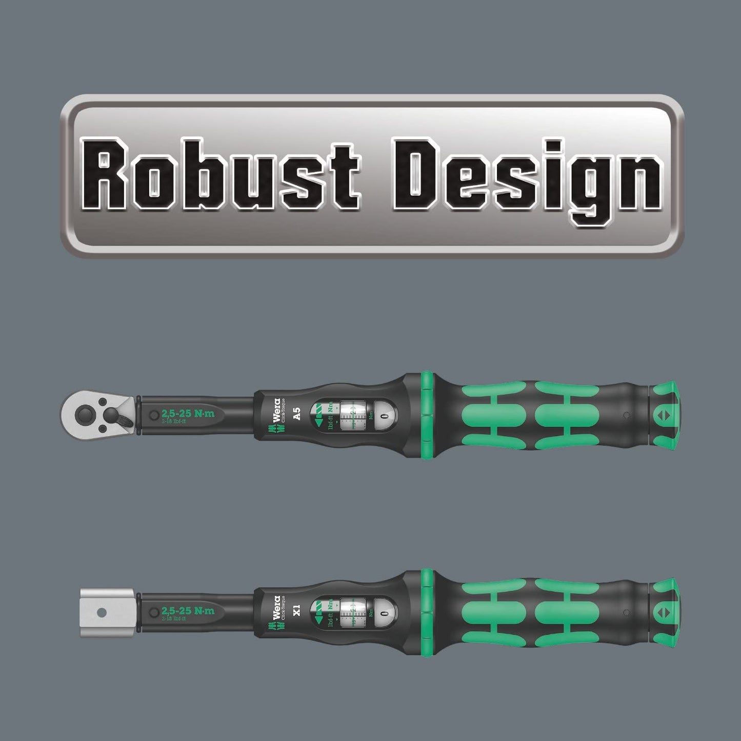 Llave dinamométrica con carraca reversible 2,5-25Nm Wera Click-Torque A 5 ref.075604