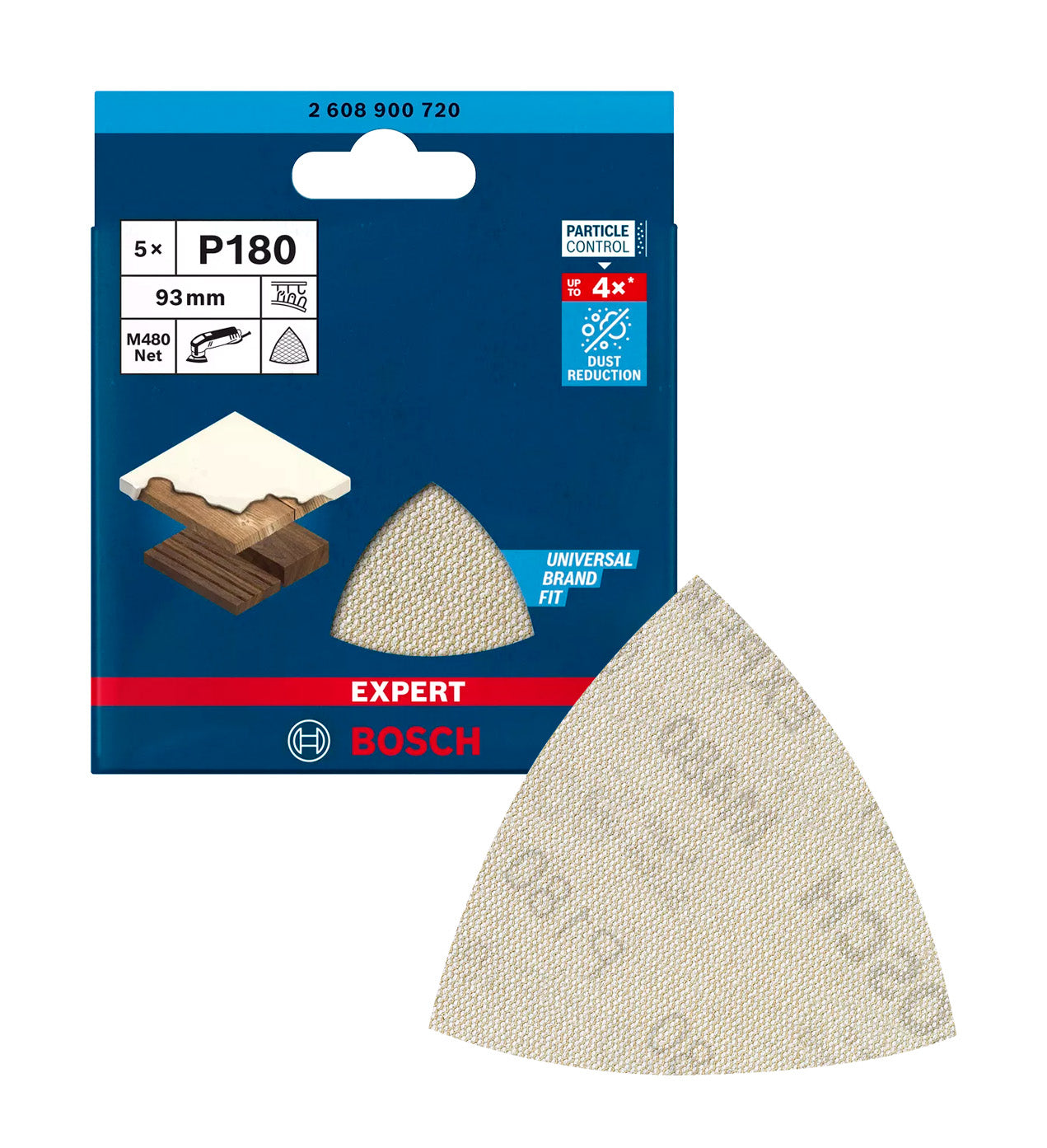 EXPERT M480 sanding mesh for 93mm delta sanders 180g 5pcs Bosch