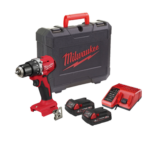 M18 Compact Hammer Drill + 2 2Ah Batteries + Charger + Case Milwaukee M18 BLPDRC-202C