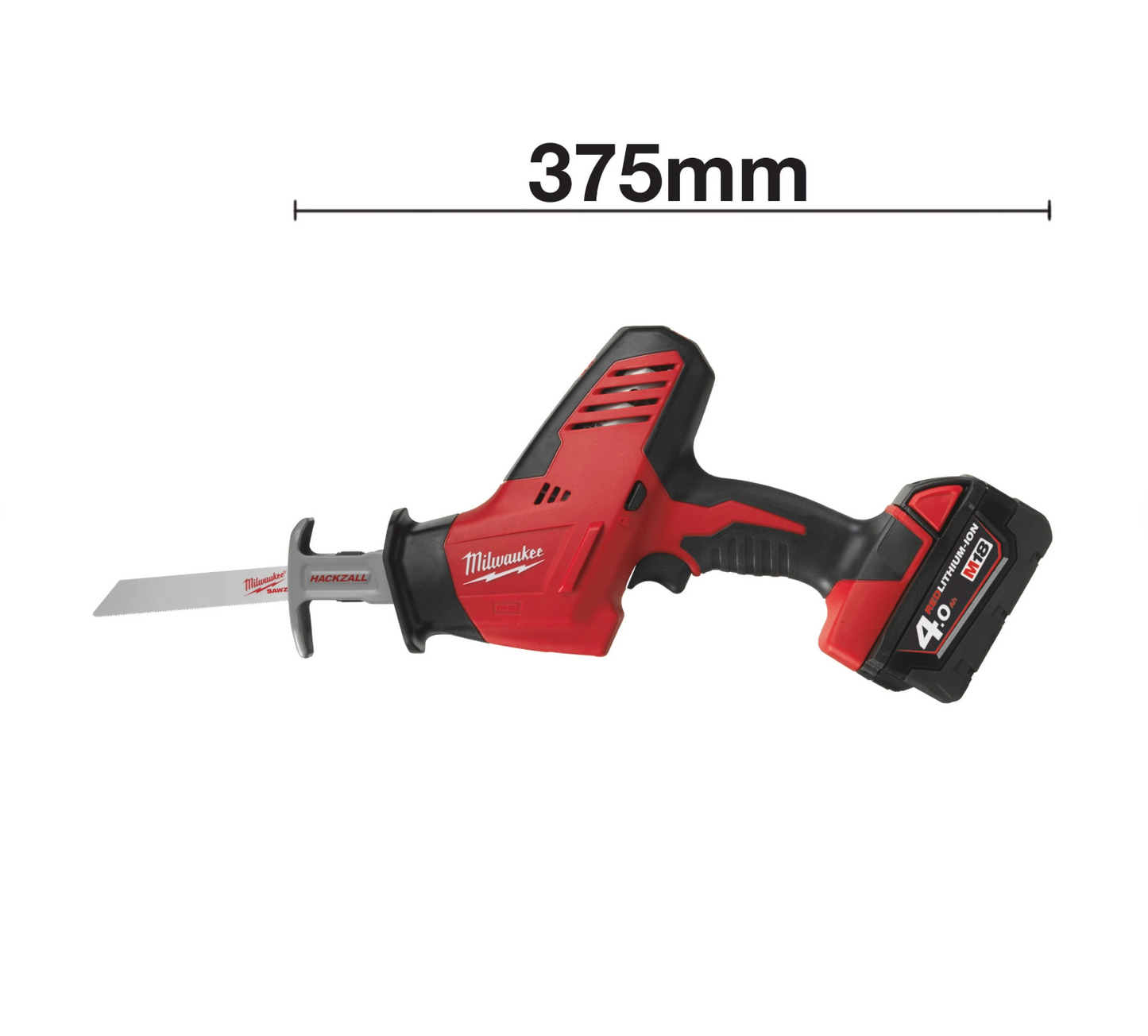 Milwaukee C18 HZ-402B M18 Reciprocating Saw with 2 x 4Ah Batteries + Charger + Bag