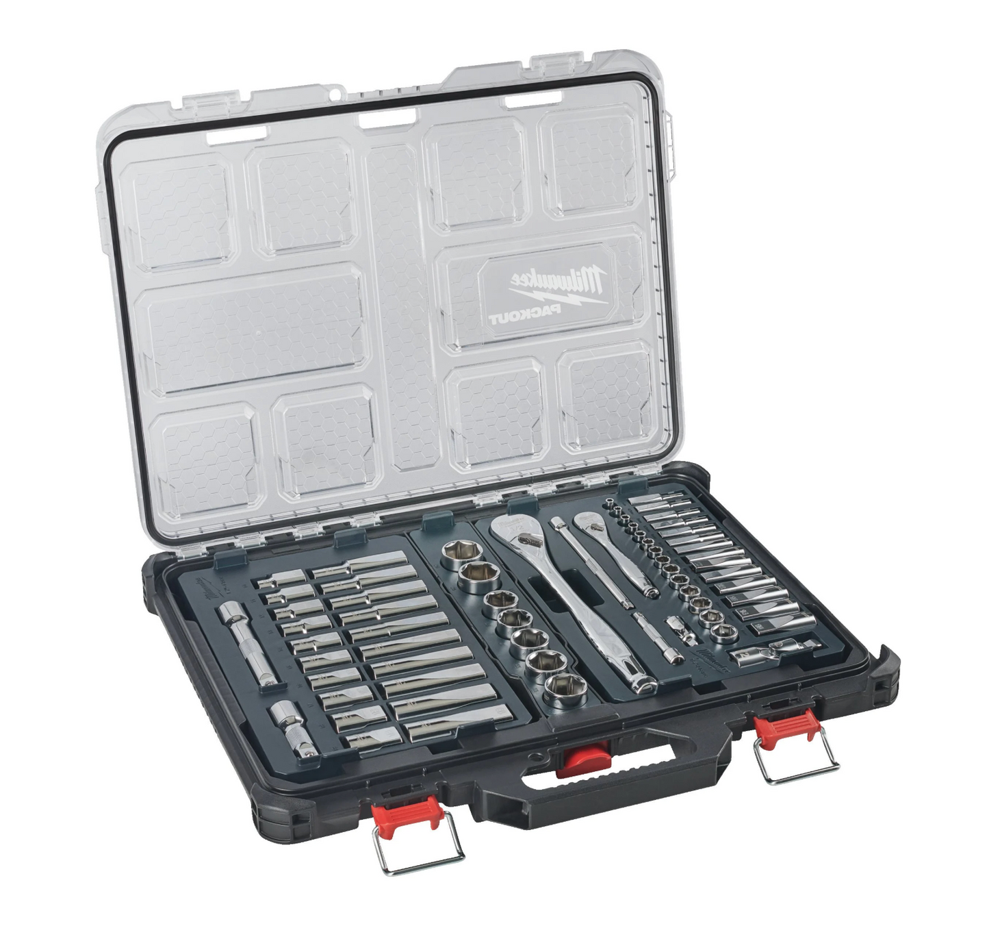 Milwaukee 63-Piece Socket Set with 1/4" and 1/2" Drive Ratchet and Slim Compact Organizer