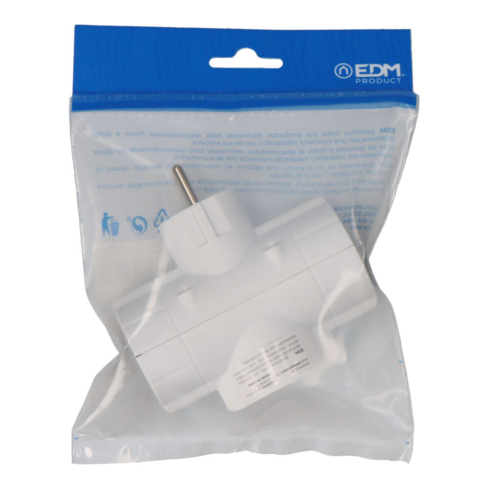 EDM Economical Triple T/TL Type F Plug 16A 250V 4.8mm