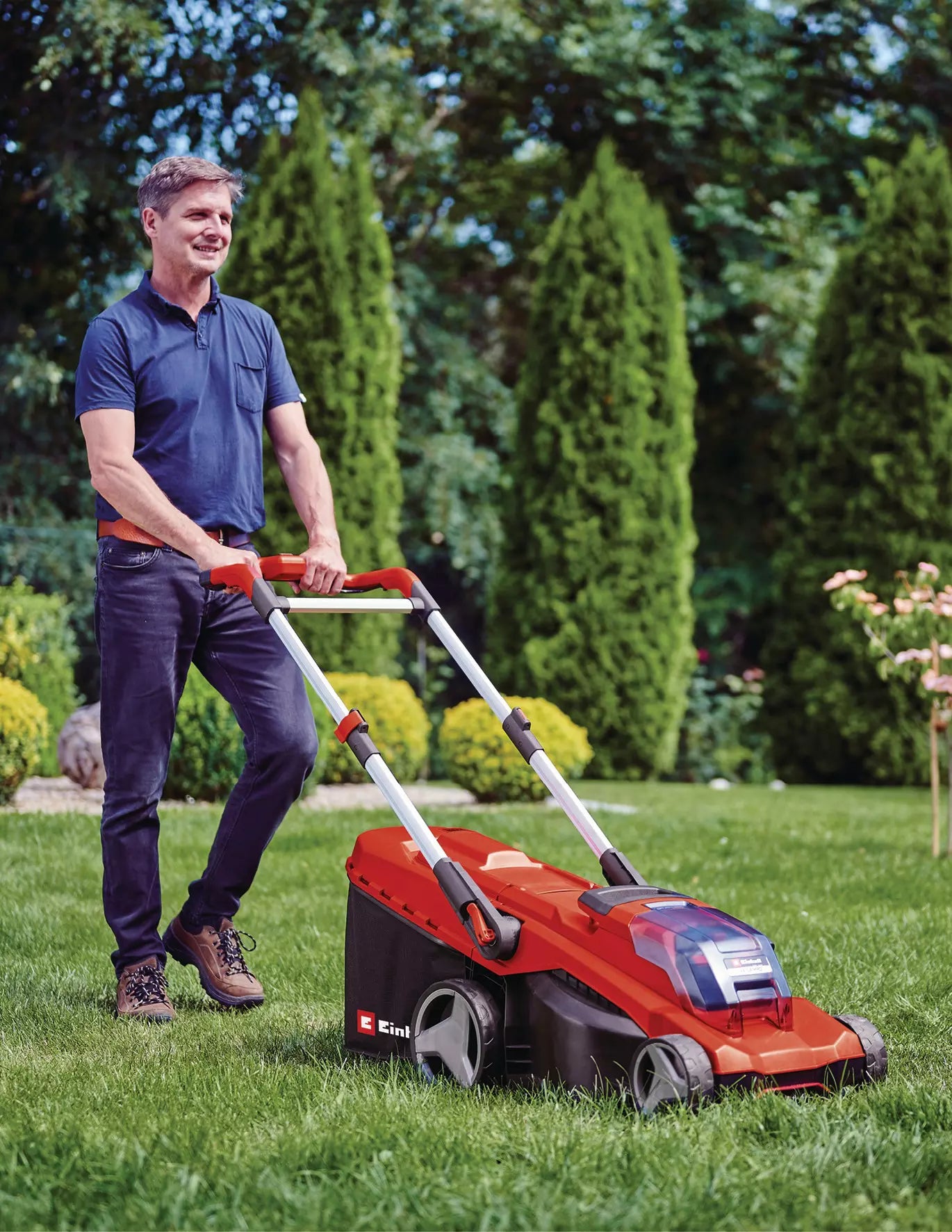 Battery-powered lawnmower with 2 batteries 4.0Ah + double charger RASARRO 36/42 Einhell