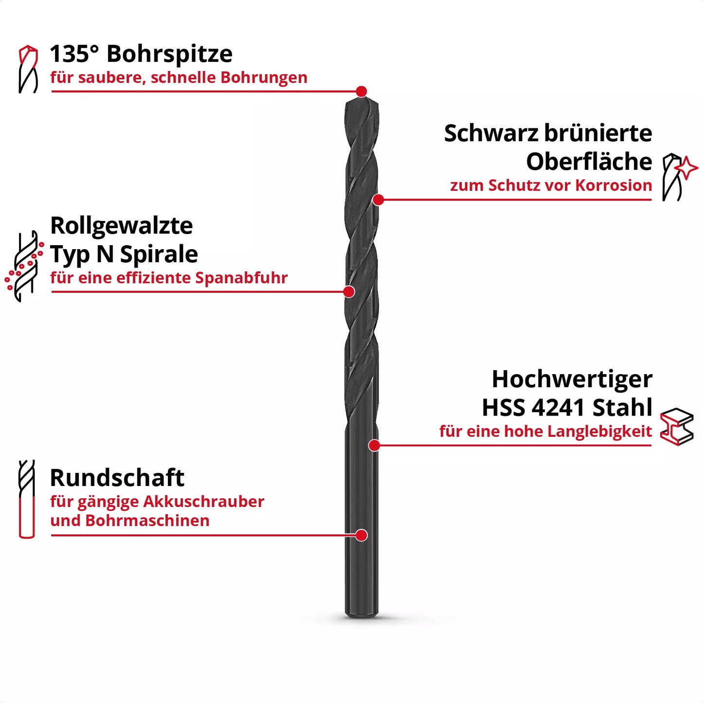 Juego de 6 brocas HSS-R LS Einhell 49423006