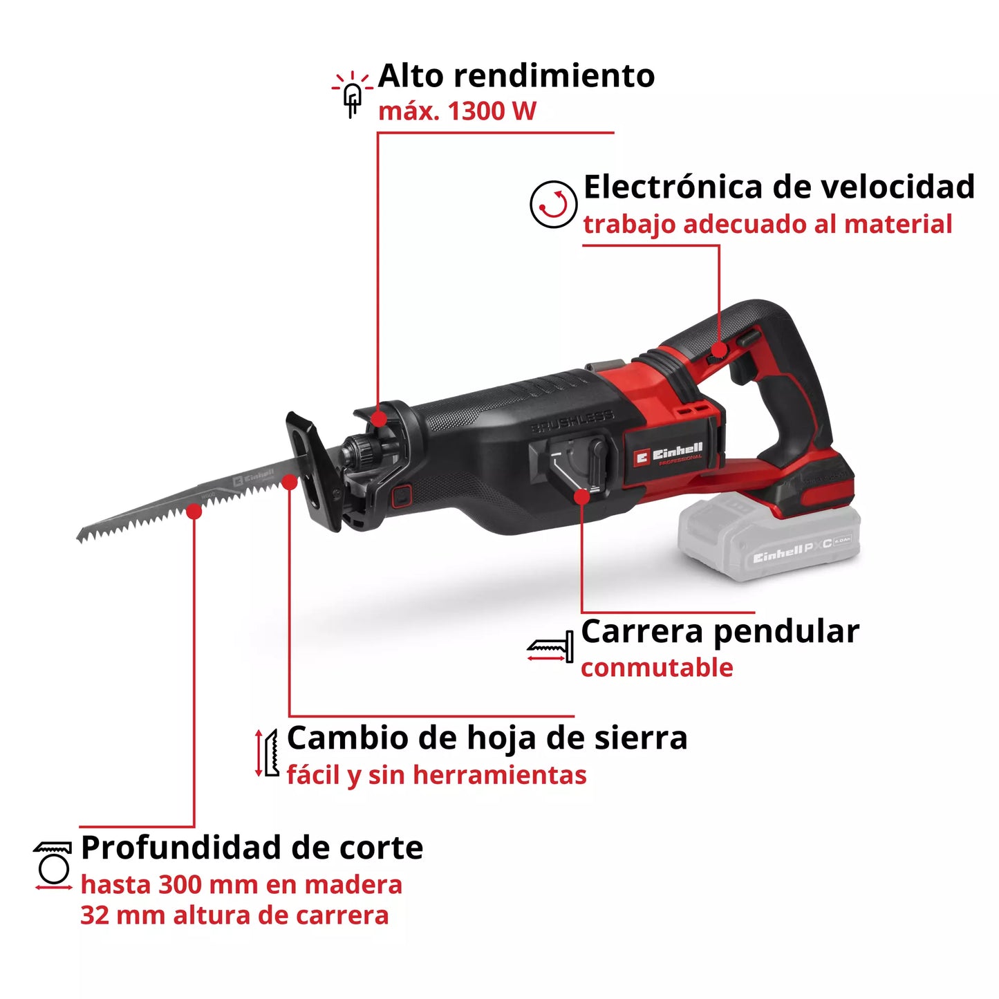 Sierra sable 18V Einhell TP-AP 18/32 Li BL - Solo