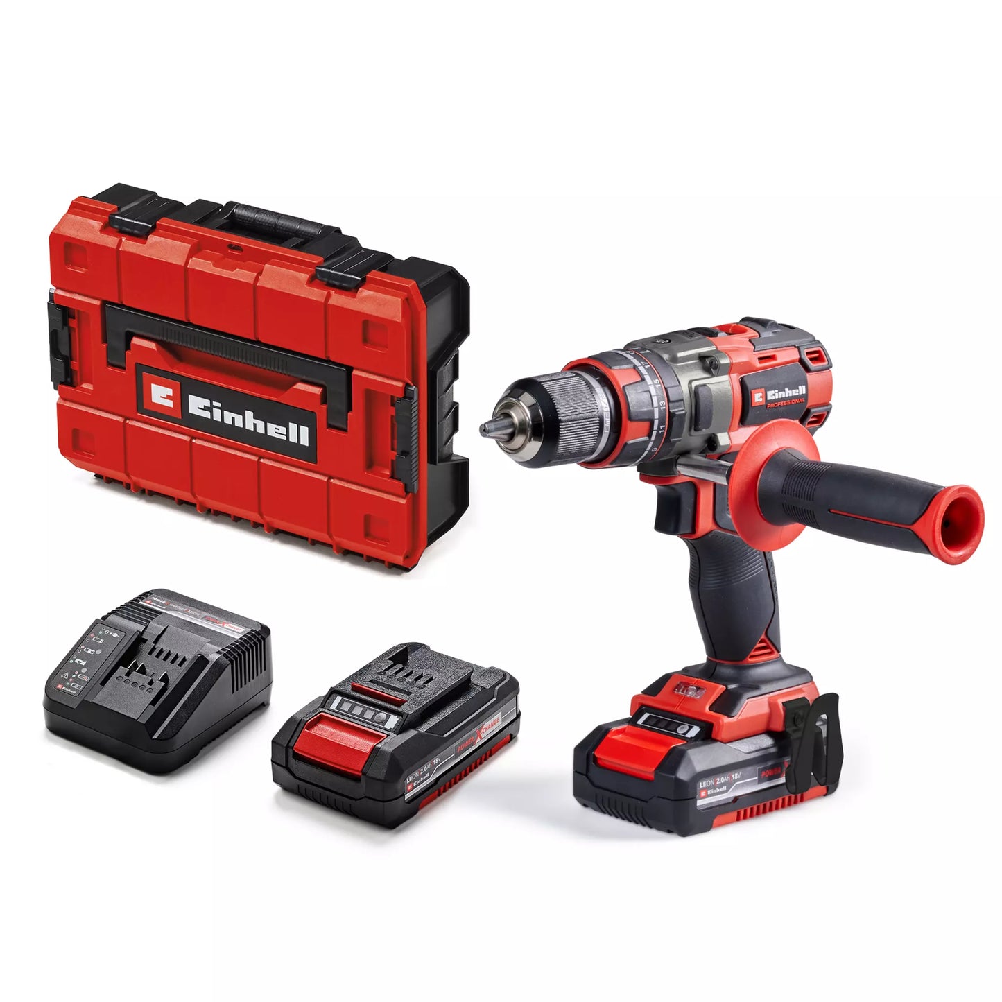 Taladro percutor 18V + 2bat 2Ah + cargador + maletín Einhell TP-CD 18/80 Li-i BL