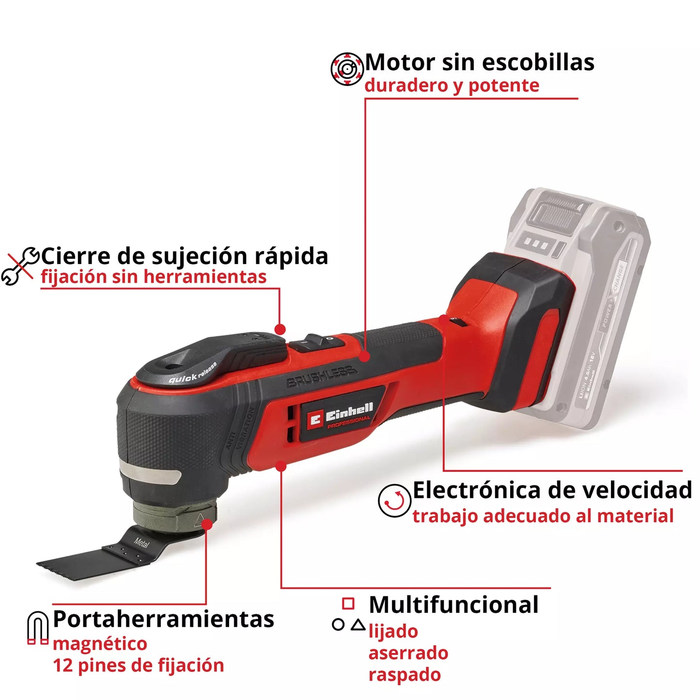 Multiherramienta 18V 12pcs Einhell TP-MG 18 Li BL - Solo