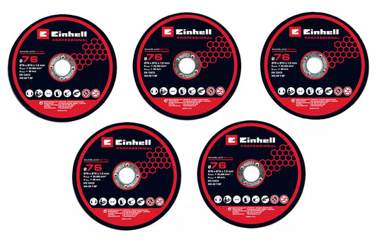 Set de 5 discos de corte de diamante 76mm Einhell
