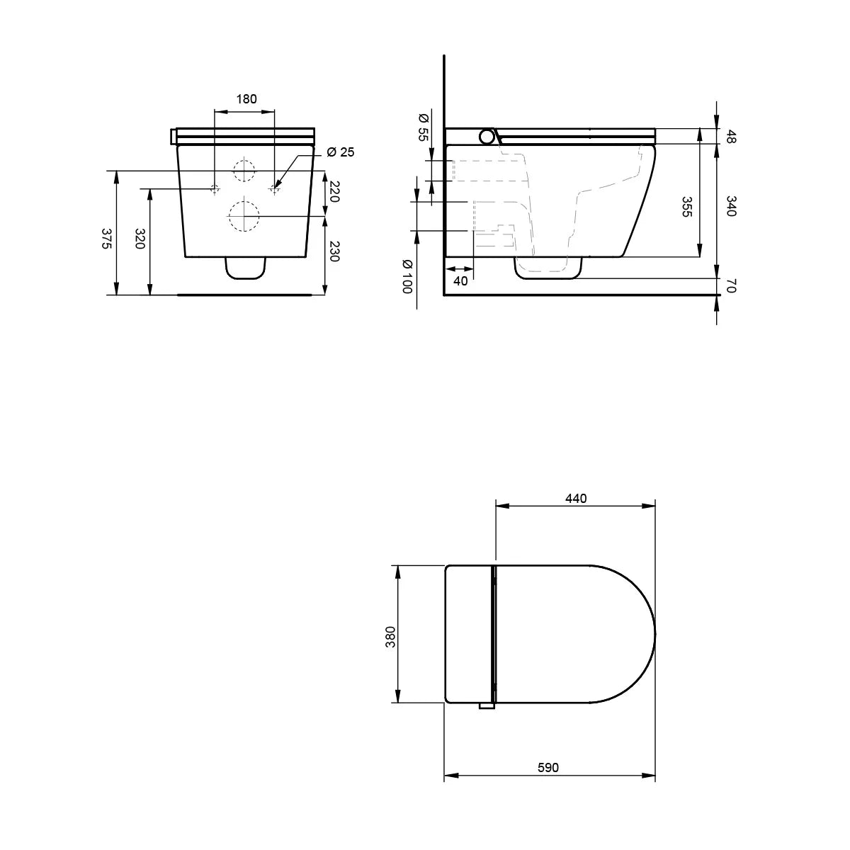 Inodoro Japonés con Smart Cleaning Mizubath Rada Suspendido