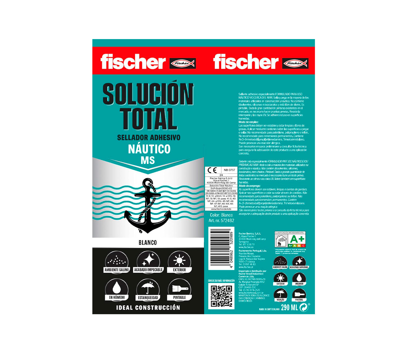 Sealant Adhesive Cartridge 290ml Fischer MS Special Nautical