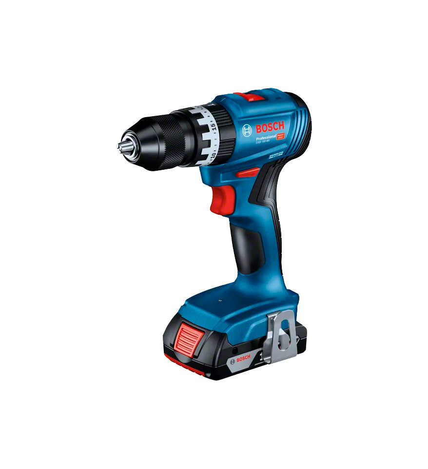 Cordless Hammer Drill 18V 45Nm + 2Bat 2Ah + Charger + Briefcase Bosch GSB 18V-45