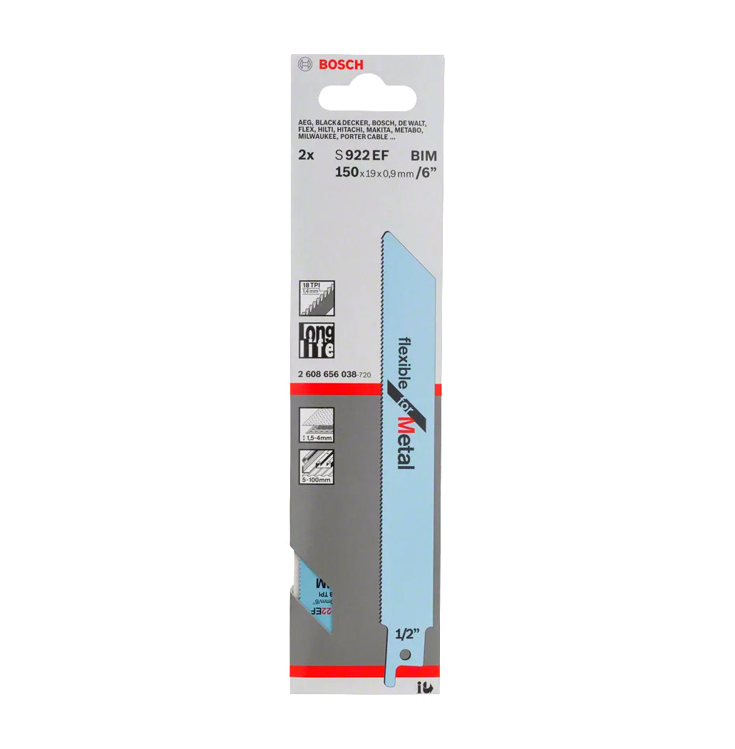 Flexible saber saw blade 150mm S 922 EF 2 units Bosch