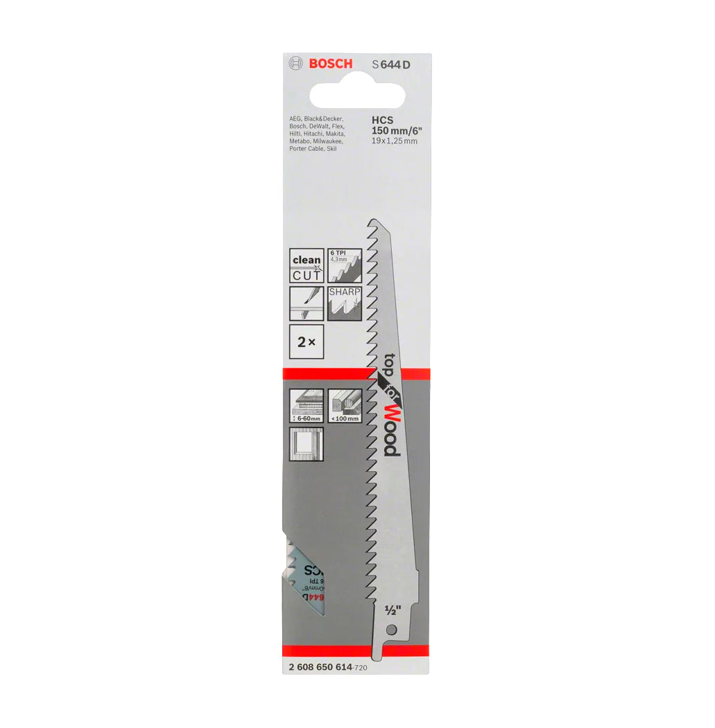 Sabre saw blade 150mm S 644 D 2 pcs Bosch