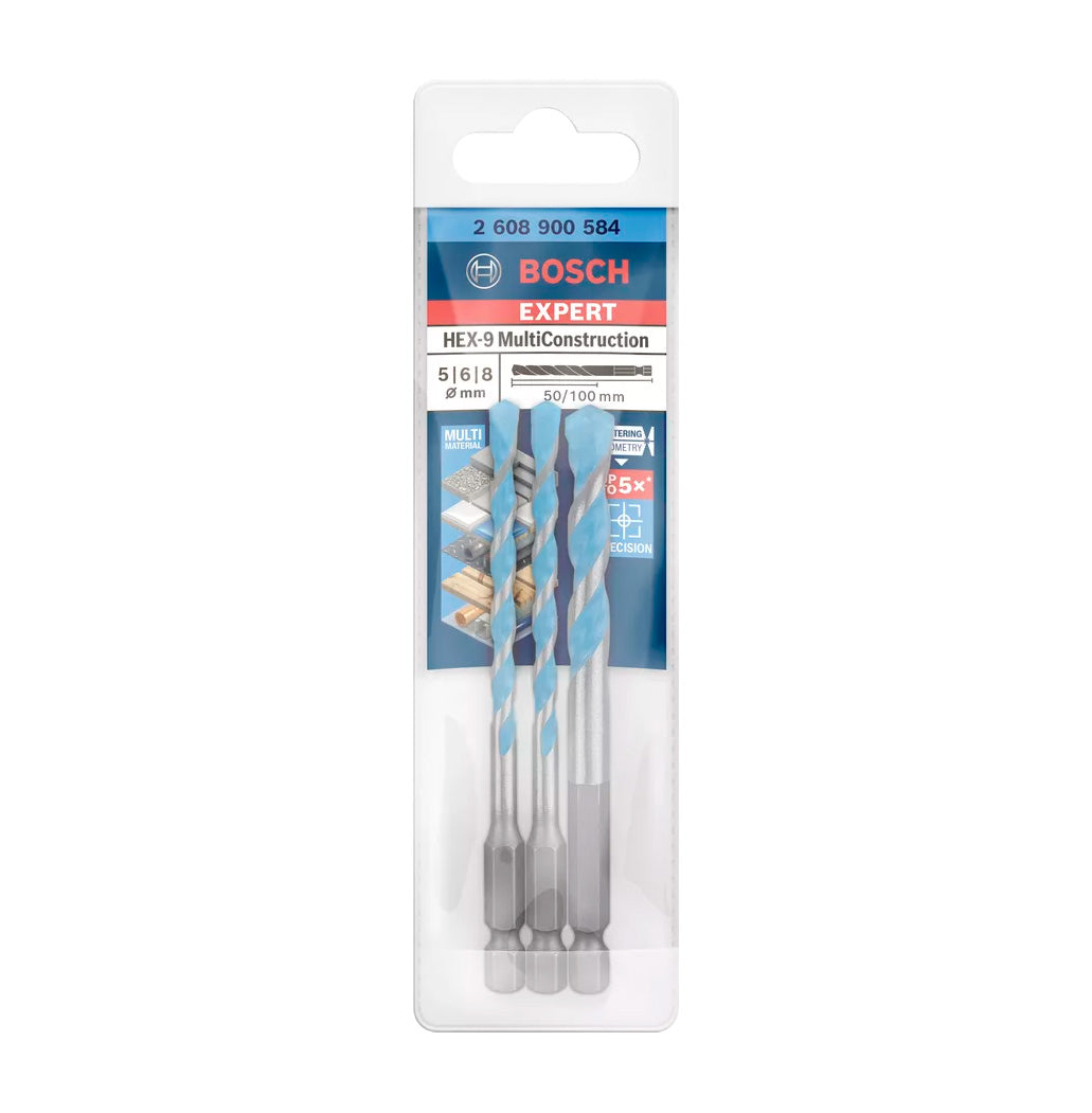 Set of 3 EXPERT HEX-9 Multiconstruction 5/6/8mm Bosch drill bits